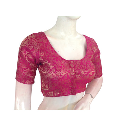 Trendy Magenta: Brocade Silk Ready made Saree Blouses