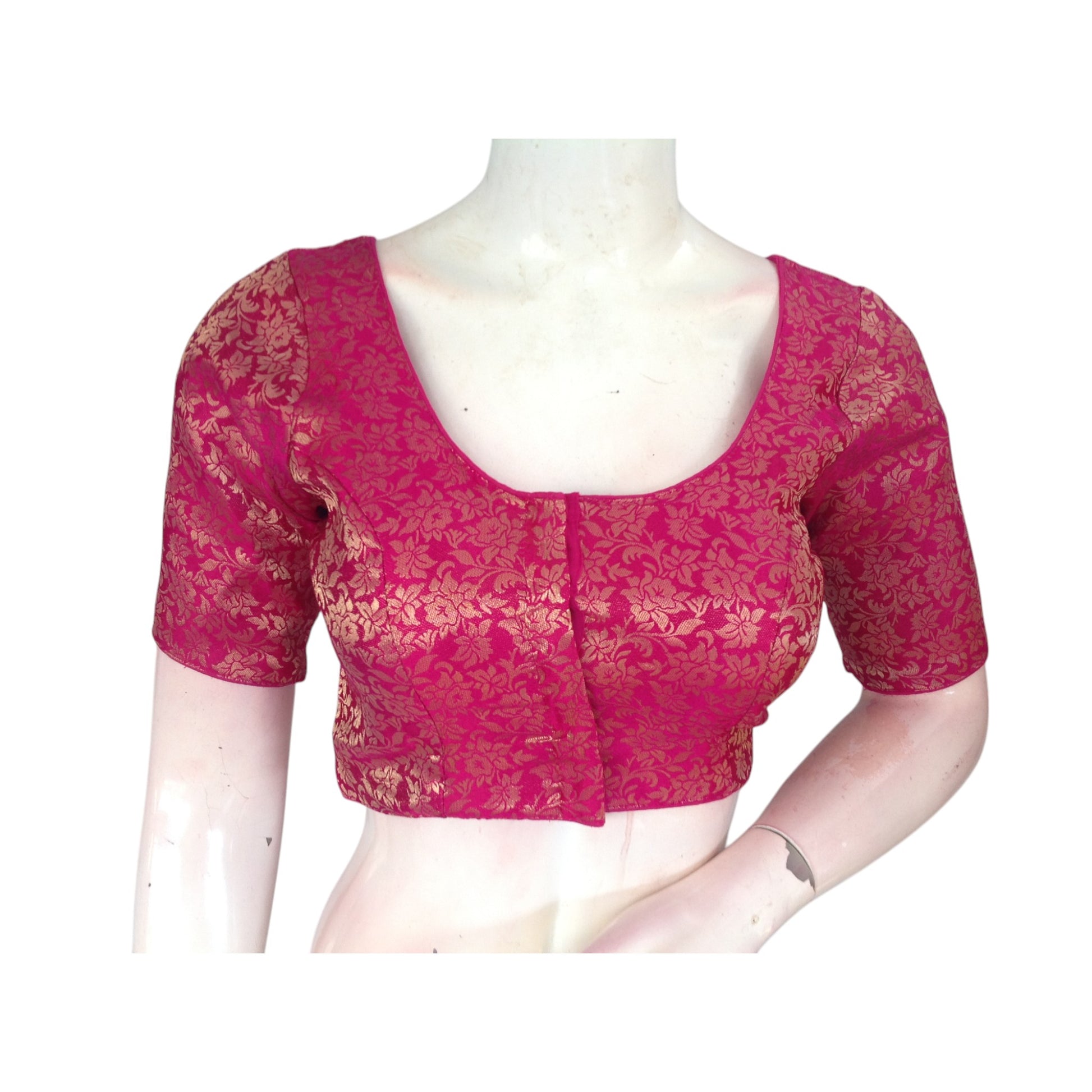 Trendy Magenta: Brocade Silk Ready made Saree Blouses