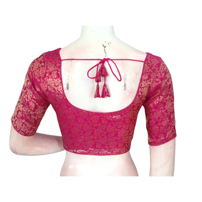 Trendy Magenta: Brocade Silk Ready made Saree Blouses