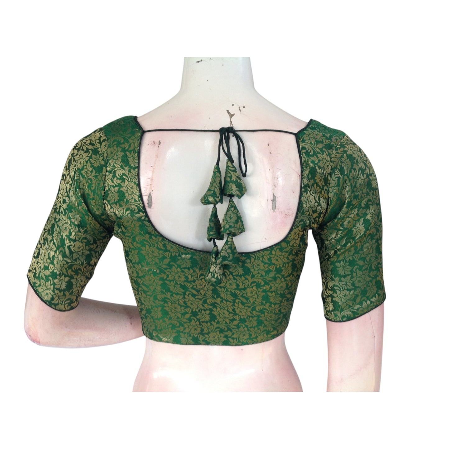 Mysterious Dark Green:  Brocade Silk Ready made Saree Blouses