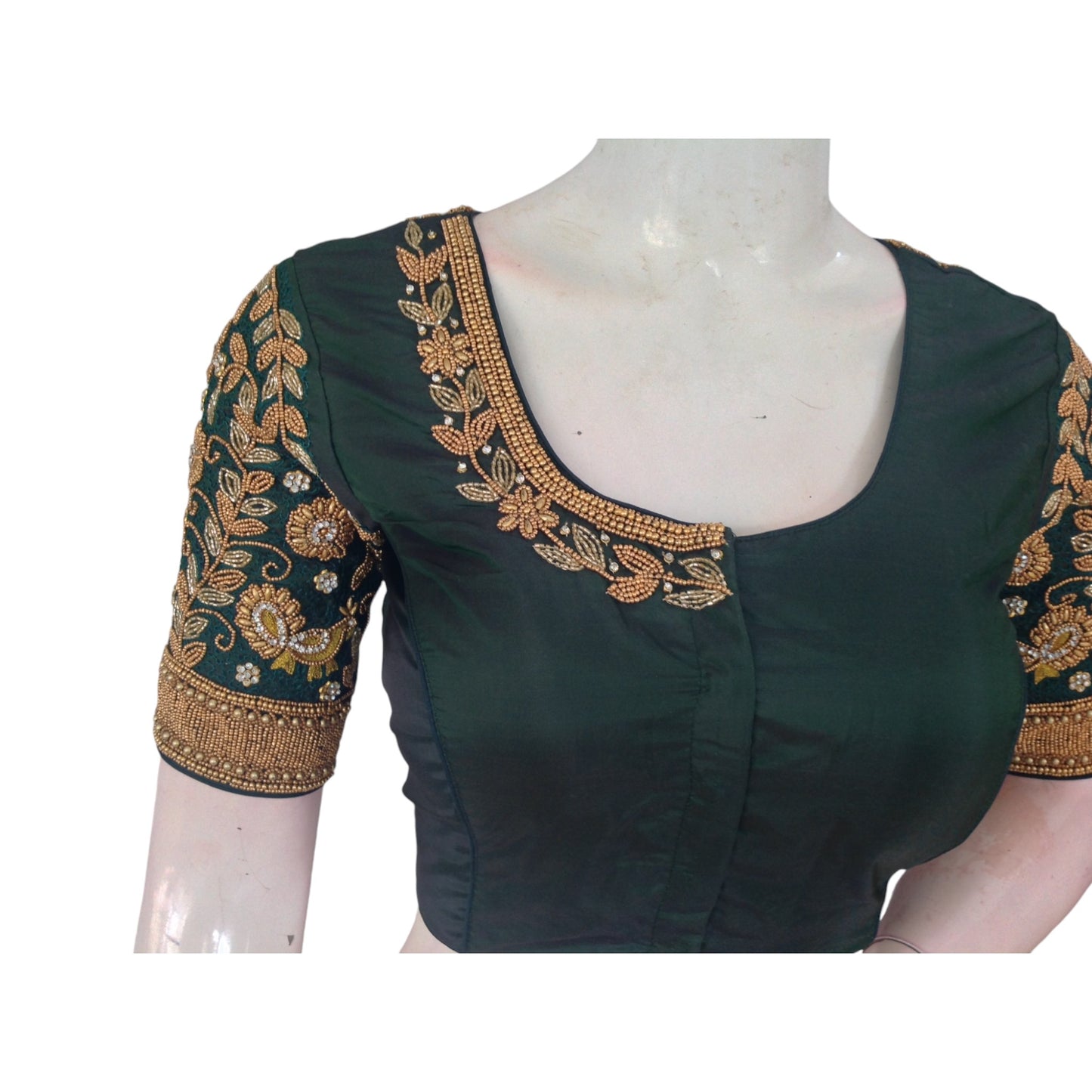 Green Aari HandWork Blouse: A Stunning Indian Piece