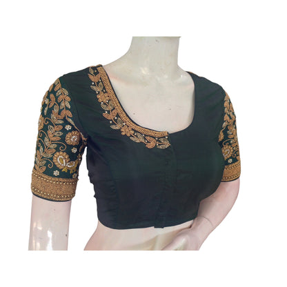 Green Aari HandWork Blouse: A Stunning Indian Piece