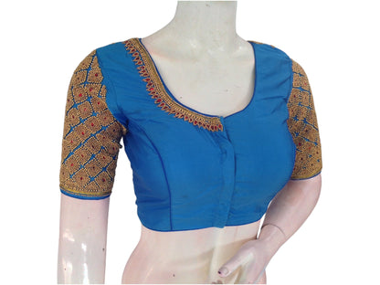 Serene Blue Aari Handwork Blouse | Bridal Saree Blouse