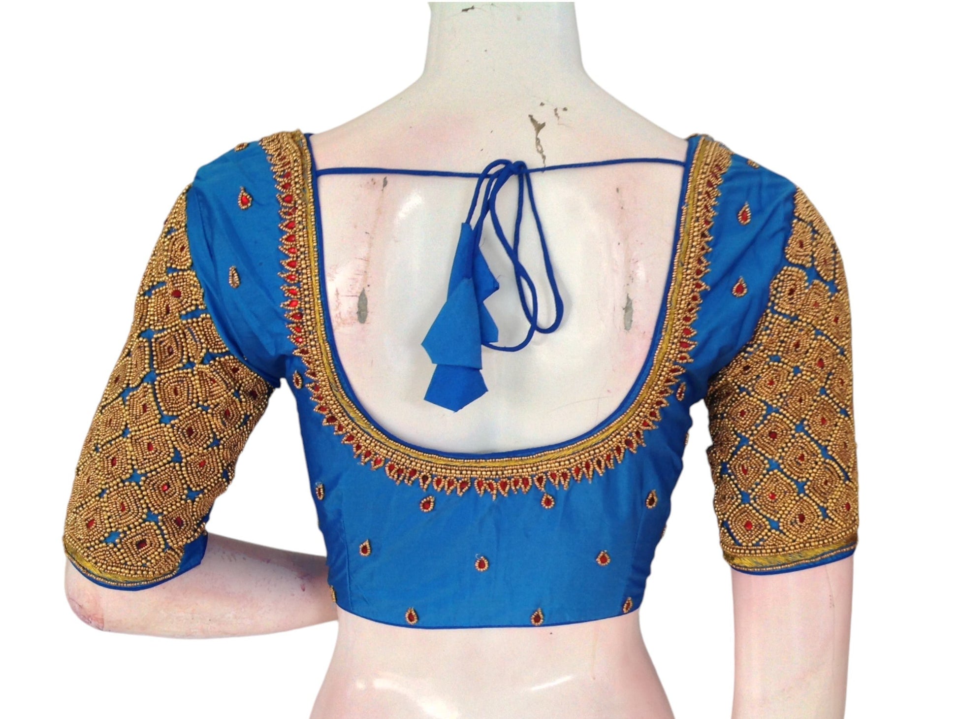 Serene Blue Aari Handwork Blouse | Bridal Saree Blouse