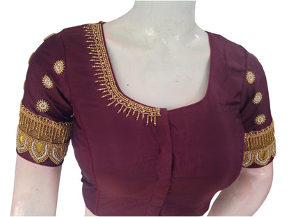 Majestic Purple Blouse With Exquisite Aari Work