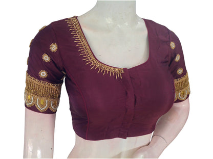 Majestic Purple Blouse With Exquisite Aari Work