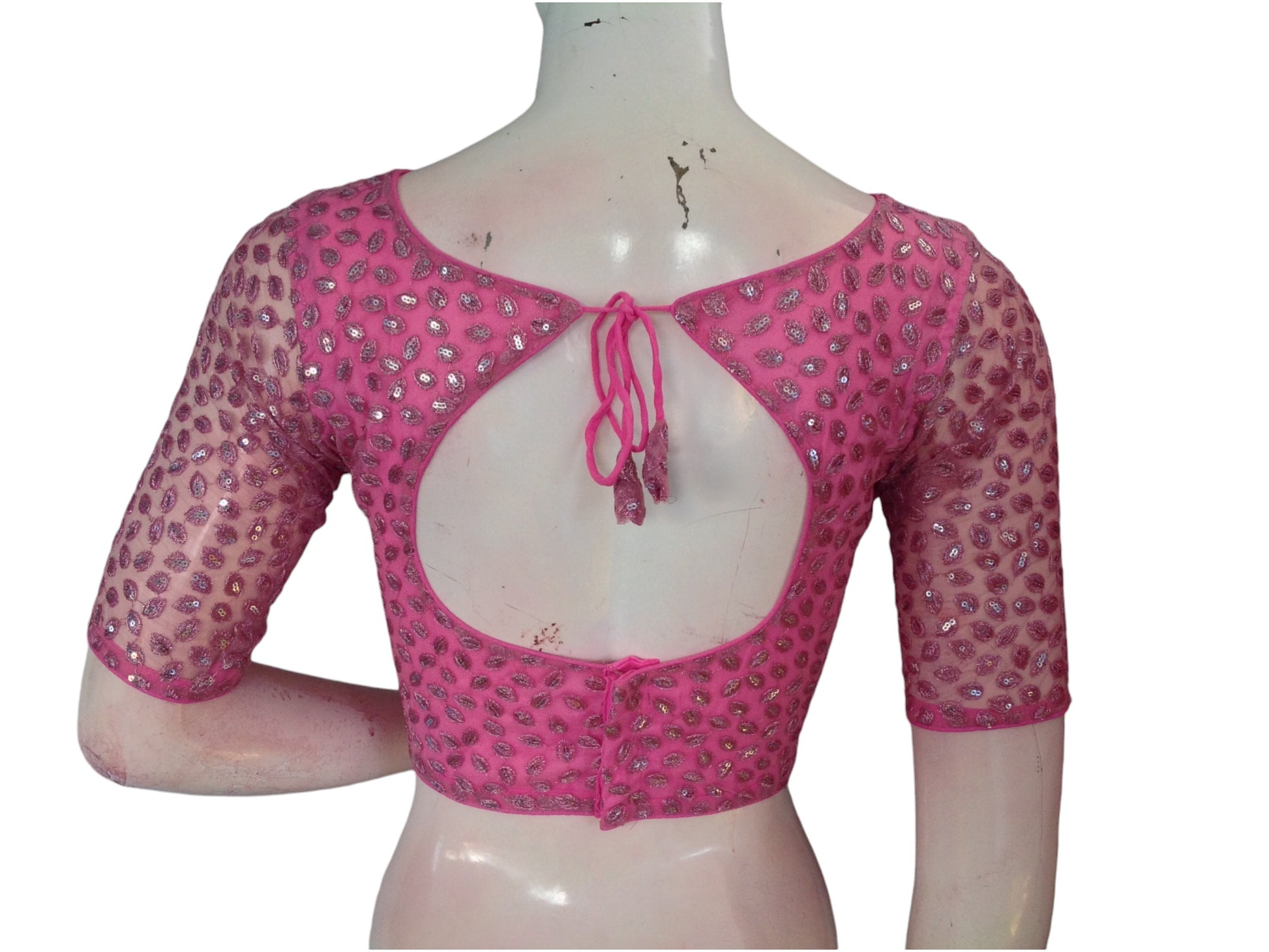 Pastel Pink Dream: Netted Designer Saree Blouse