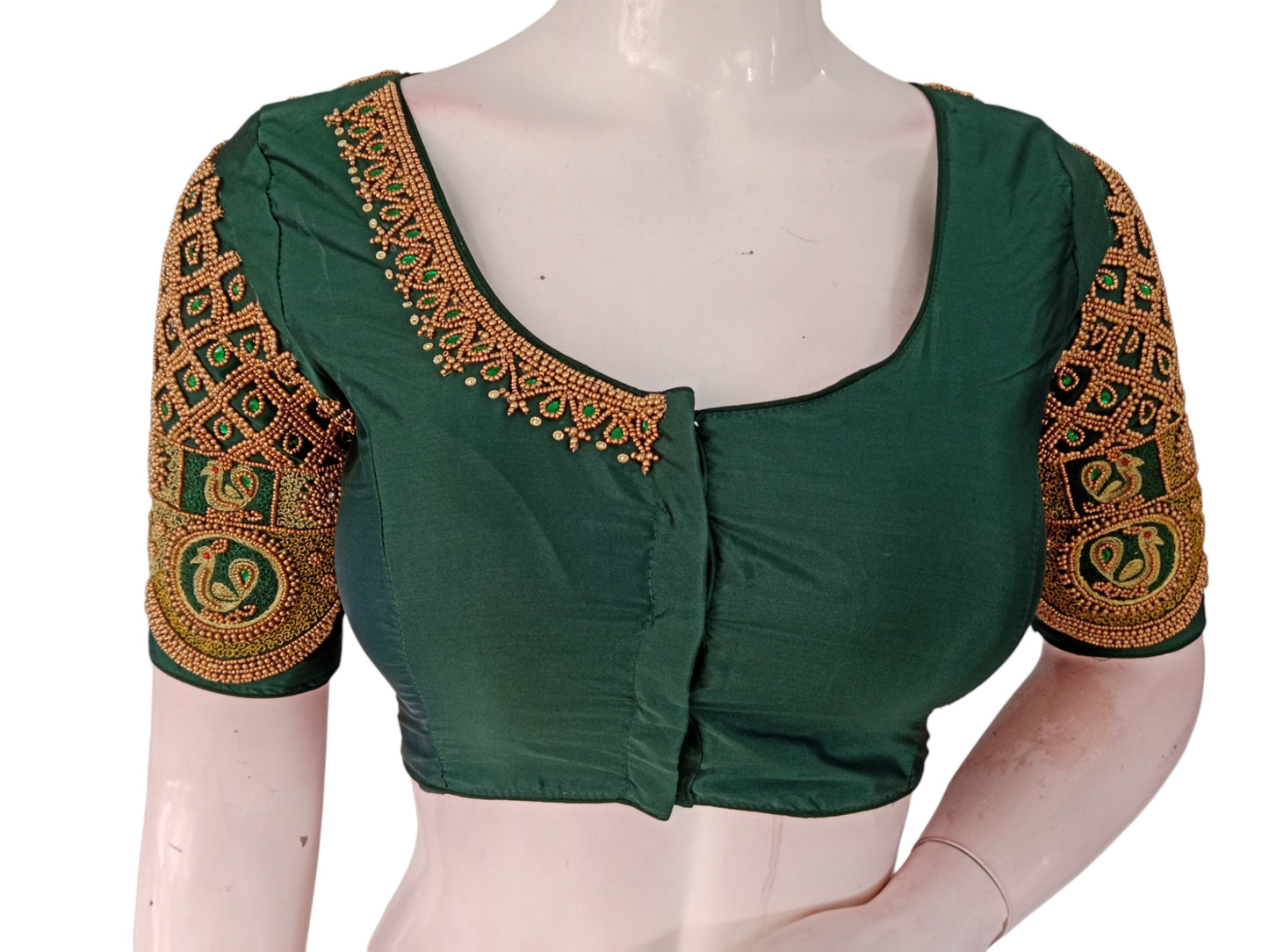 Vibrant Green Aari Handwork Blouse: Perfect for Weddings