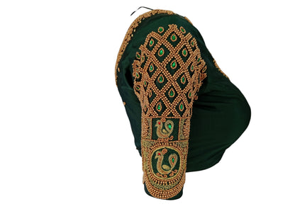 Vibrant Green Aari Handwork Blouse: Perfect for Weddings