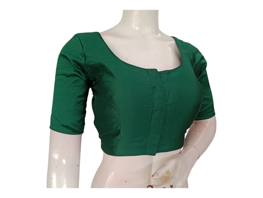  Forest Green Silk Cotton Blouse - Elegant & Versatile