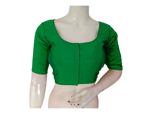 Emerald Green Silk Cotton Blouse - Timeless & Elegant