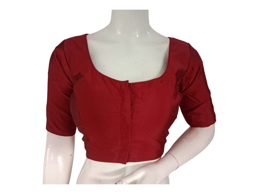 Burgundy Silk Cotton Blouse - Elegant & Sophisticated