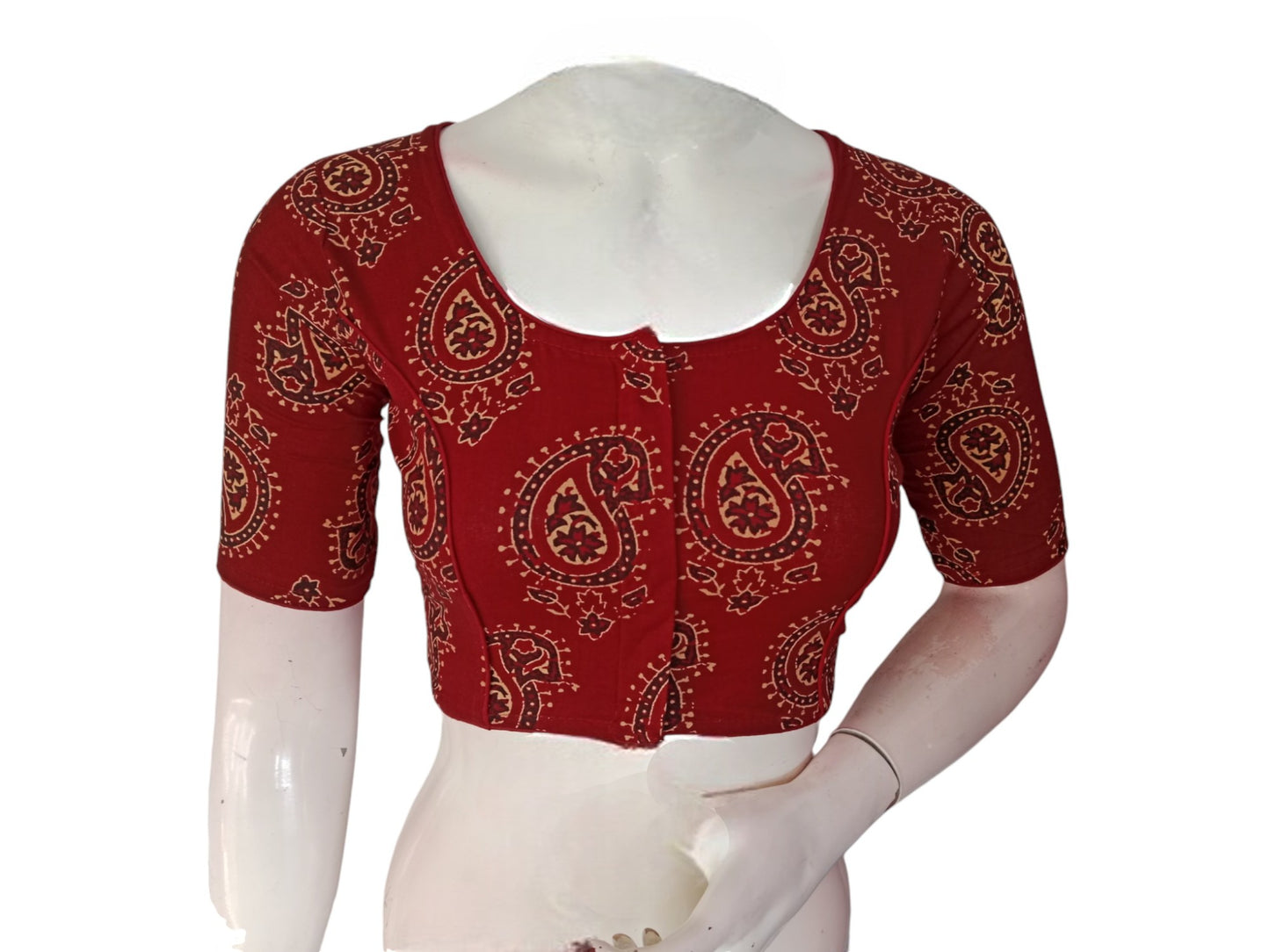 Burgundy Cotton Readymade Saree Blouse: A Rich Elegance