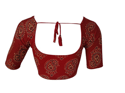 Burgundy Cotton Readymade Saree Blouse: A Rich Elegance