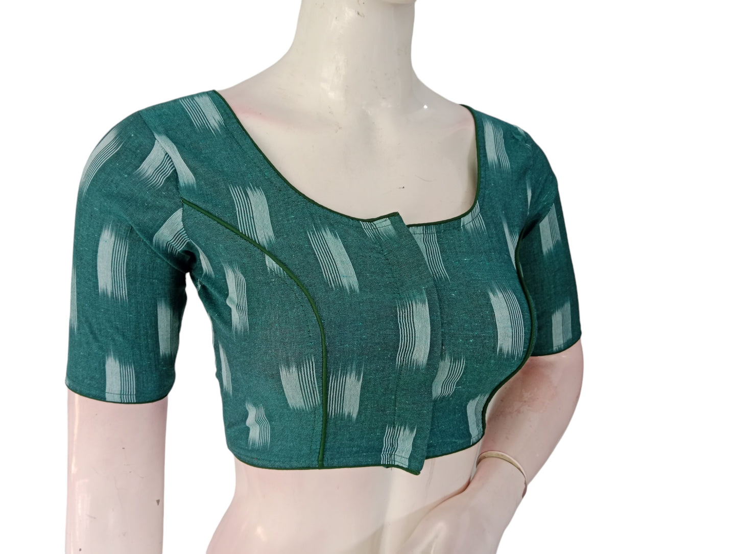 Teal Green Cotton Readymade Saree Blouse: A Refreshing Choice