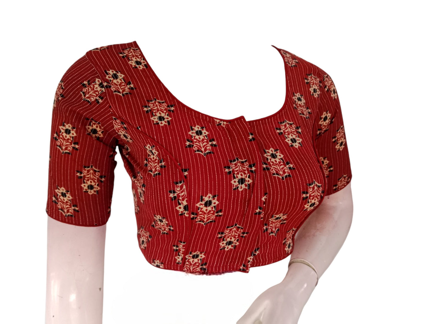 Burgundy Cotton Readymade Saree Blouse: A Rich Elegance