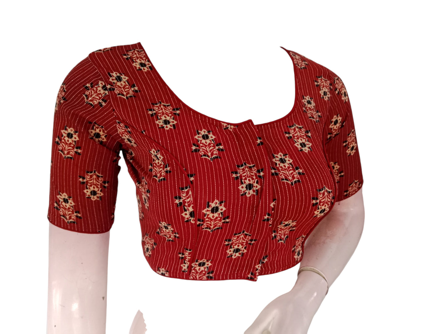 Burgundy Cotton Readymade Saree Blouse: A Rich Elegance