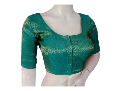 Teal Green : Trendy Brocade Silk Readymade Saree Blouse