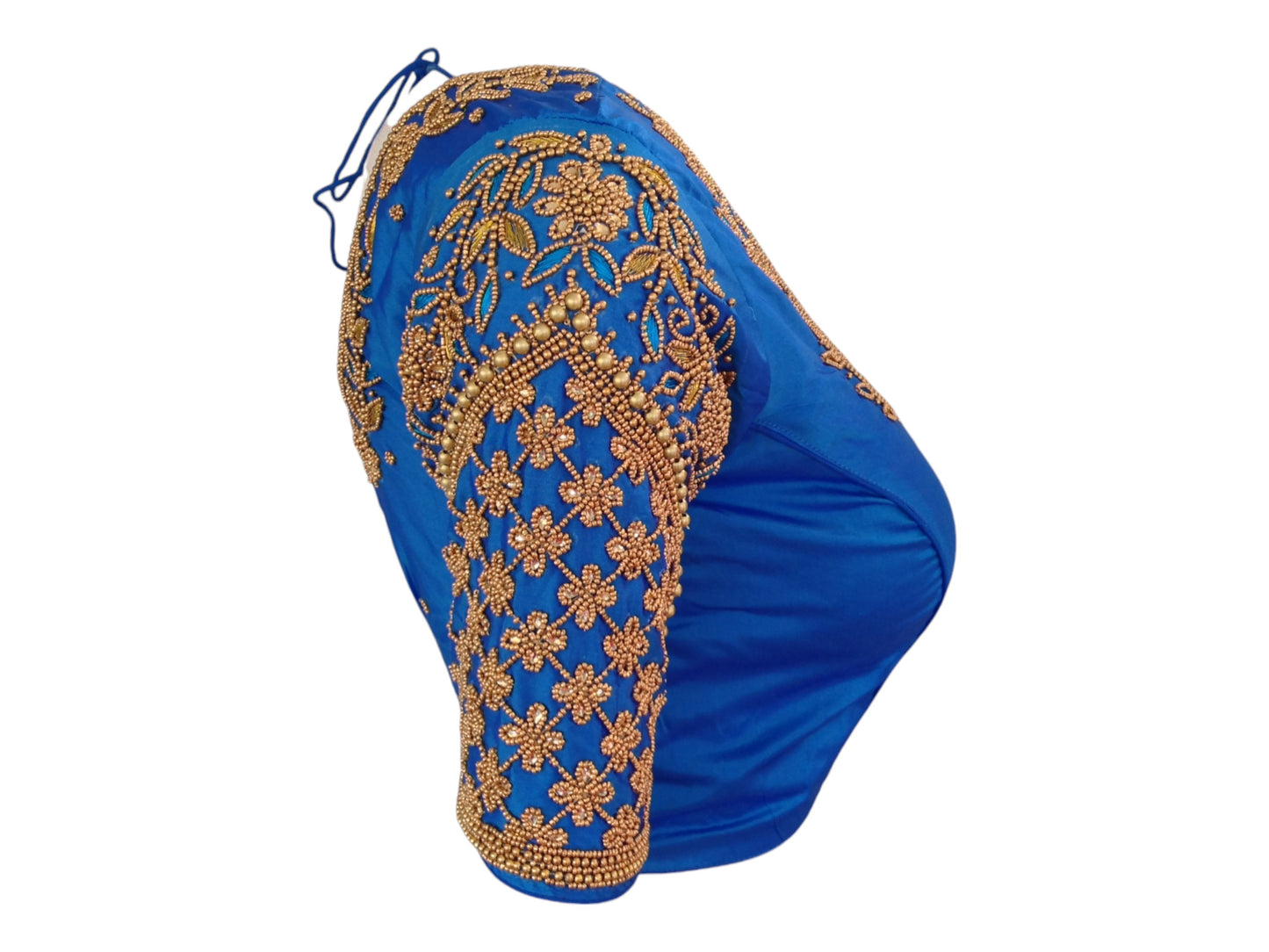 Serene Blue Aari Handwork Silk Saree Blouse for any occasion