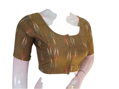 Golden Glow: Readymade Dark Mustard Cotton Saree Blouse