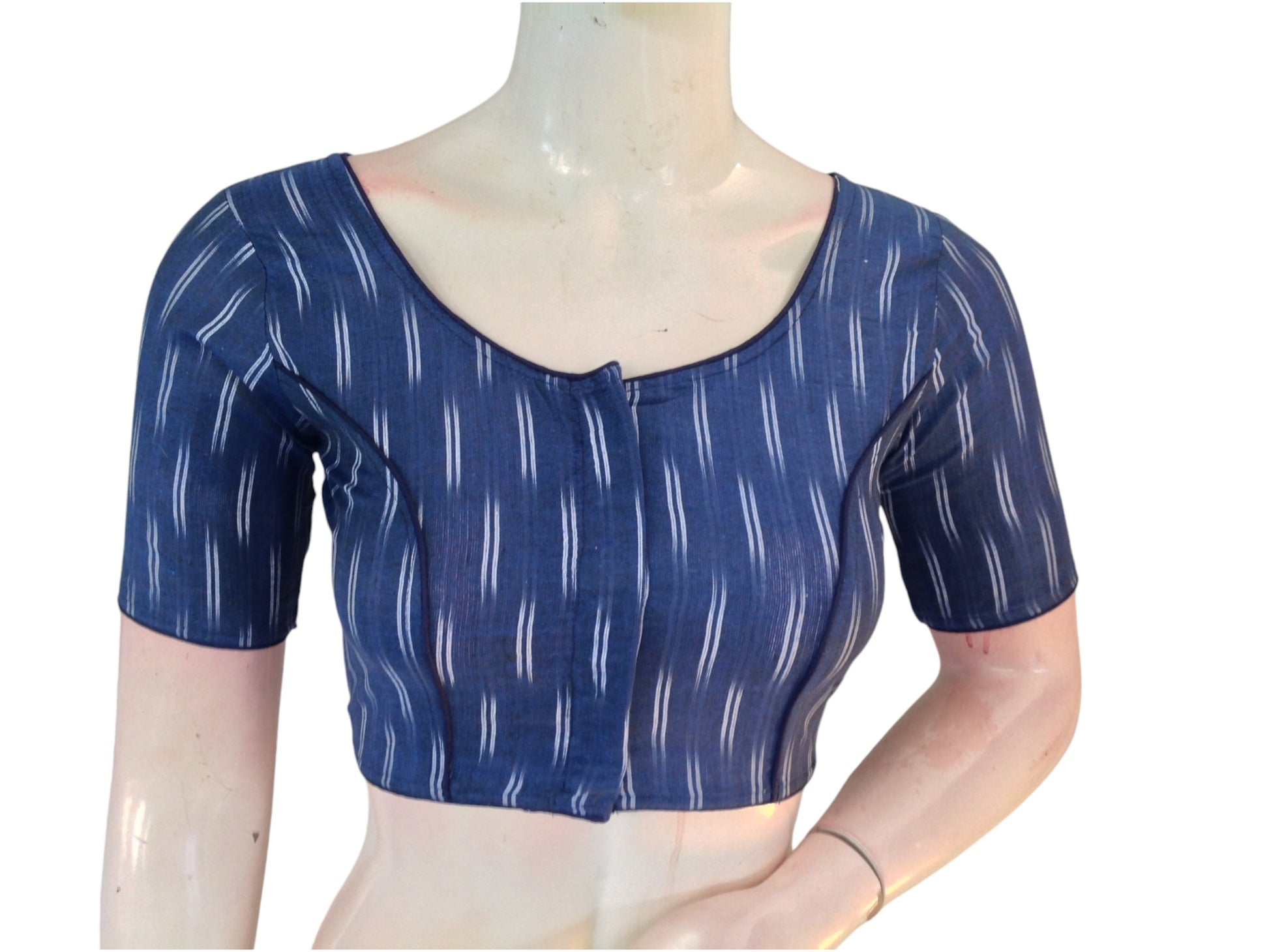 Midnight Blue: Trendy Readymade Cotton Saree Blouse