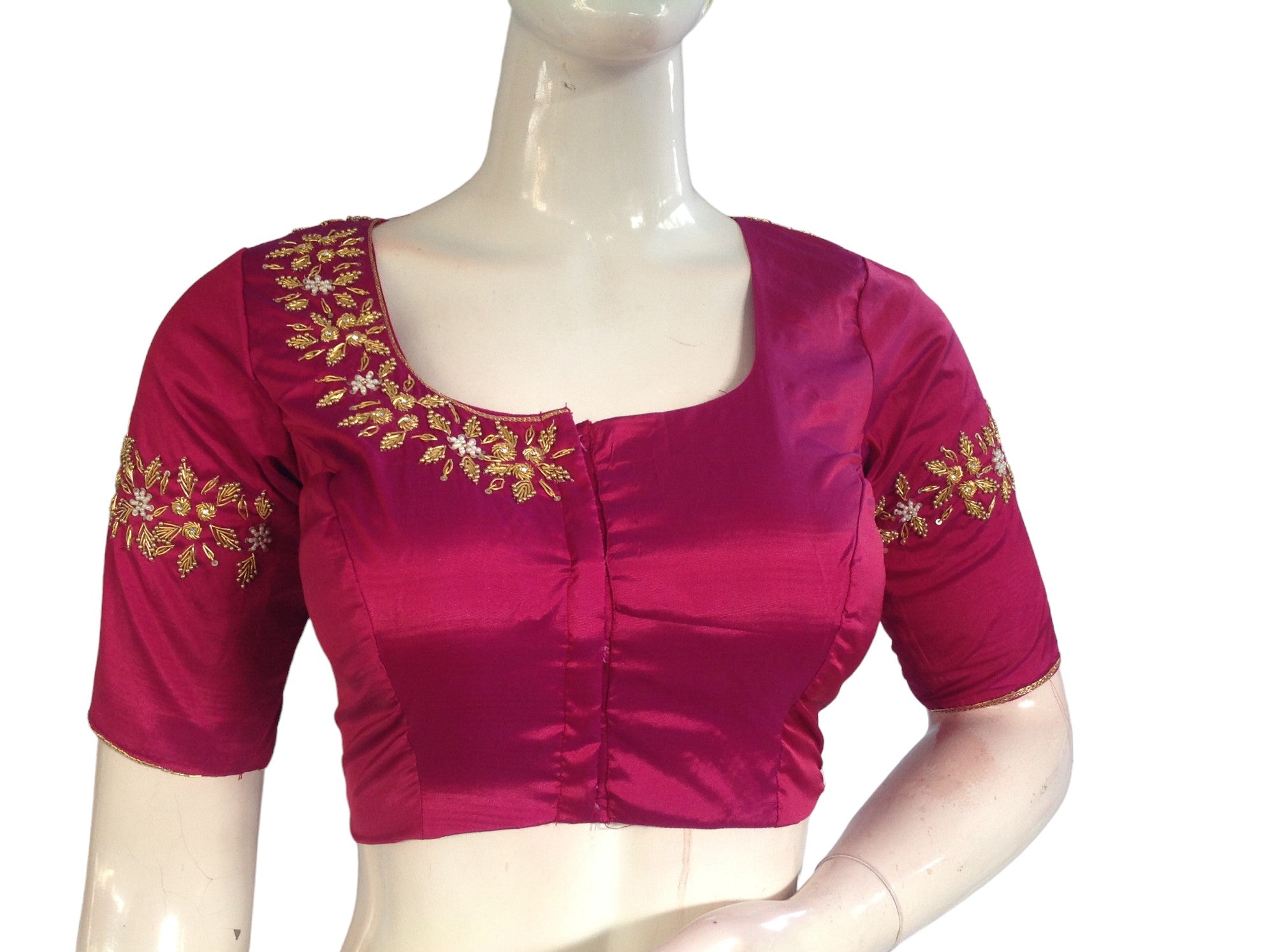 Magenta Satin Saree With Blouse 149190 | Saree designs, Satin saree, Saree