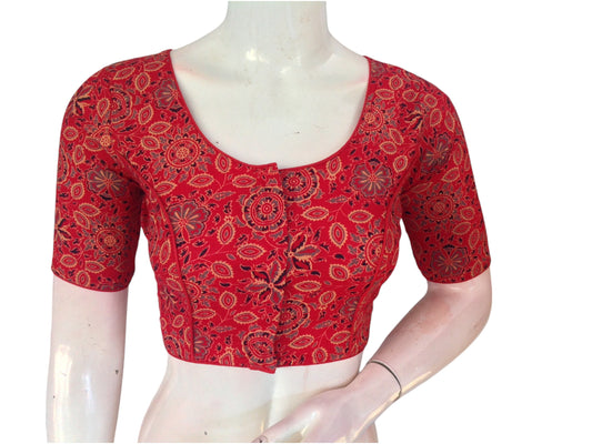 Red Cotton Readymade Saree Blouse: A Bold Statement