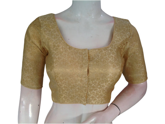 Golden Glam: Brocade Silk Readymade Saree Blouse