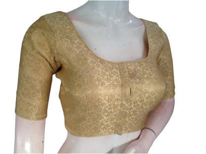 Golden Glam: Brocade Silk Readymade Saree Blouse