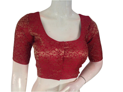 Maroon Majesty: Readymade Brocade Silk Saree Blouse