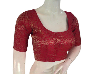 Maroon Majesty: Readymade Brocade Silk Saree Blouse