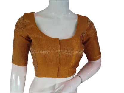 Mustard Marvel: Readymade Brocade Silk Saree Blouse