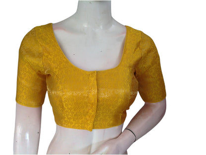 Sunny Yellow: Trendy Brocade Silk Readymade Saree Blouse