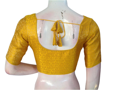 Sunny Yellow: Trendy Brocade Silk Readymade Saree Blouse