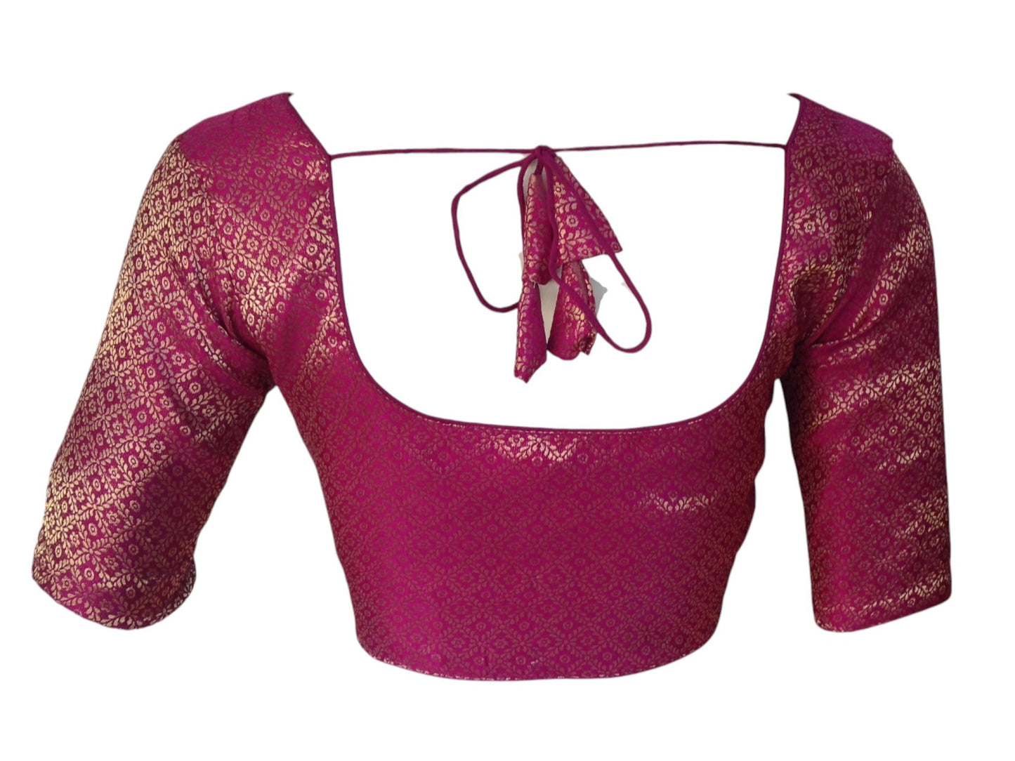 Royal Purple Radiance: Brocade Silk Readymade Saree Blouse