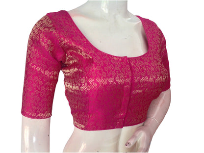 Magenta Magic: Readymade Brocade Silk Saree Blouse