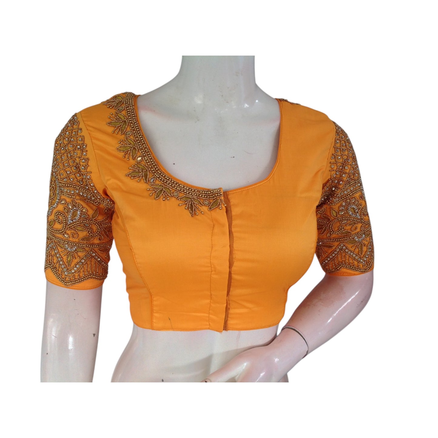 Mustard Yellow Aari Handwork Blouse: A Touch of Sunshine