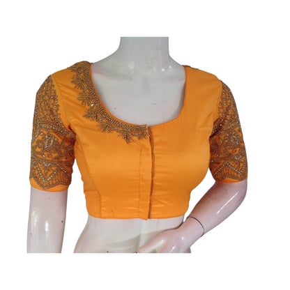 Mustard Yellow Aari Handwork Blouse: A Touch of Sunshine