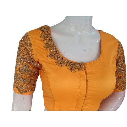 Mustard Yellow Aari Handwork Blouse: A Touch of Sunshine