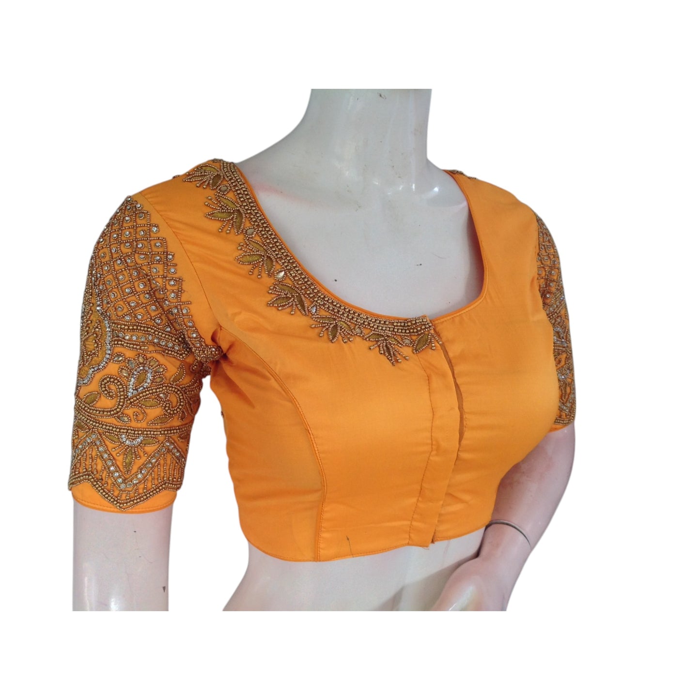 Mustard Yellow Aari Handwork Blouse: A Touch of Sunshine