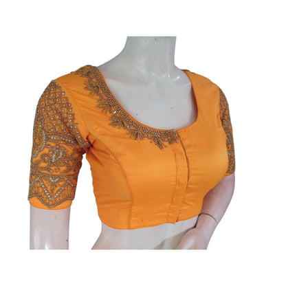 Mustard Yellow Aari Handwork Blouse: A Touch of Sunshine