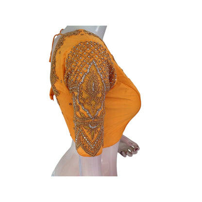 Mustard Yellow Aari Handwork Blouse: A Touch of Sunshine