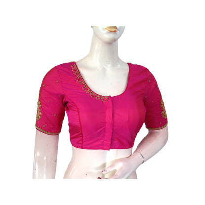 Pink Aari Handwork Silk Blouse: A Dreamy Wedding Essential