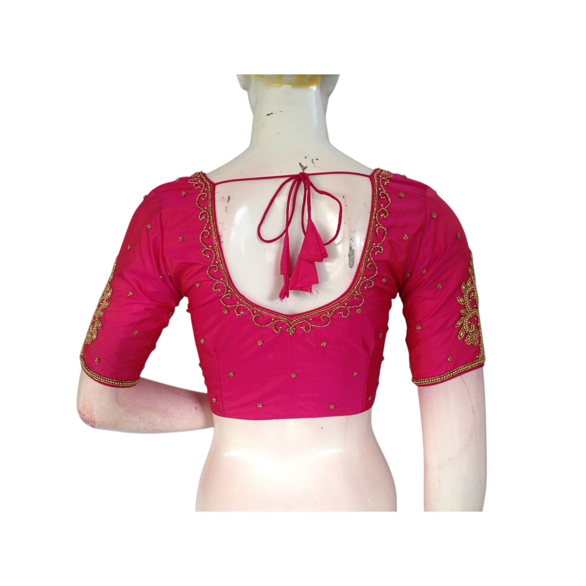 Pink Aari Handwork Silk Blouse: A Dreamy Wedding Essential