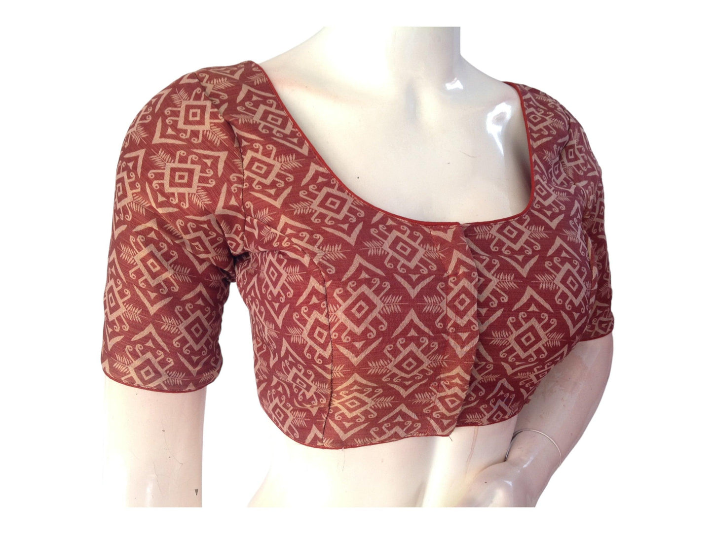 Brown Color Saree Blouse, Indian Readymade Blouse, Tissue Silk Choli top Online - D3blouses