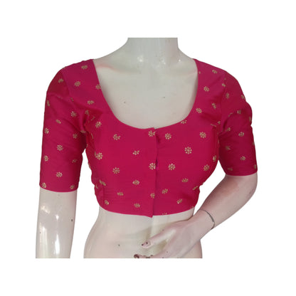 Magenta Magic: Bold and Beautiful Semi-Silk Butta Embroidery Blouse