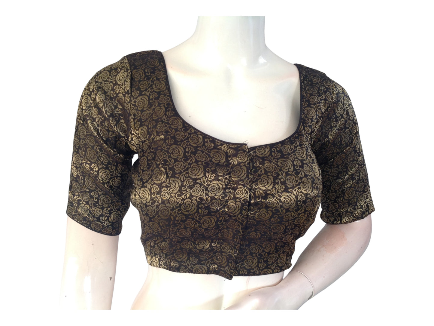 Black Saree Blouse, Brocade Readymade Blouse, Plus Size Indian Choli top Online