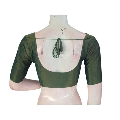 Verdant Green Sweetheart Neckline Tissue Saree Blouse | Fresh & Feminine