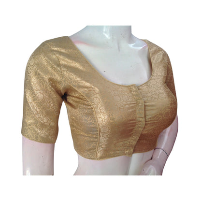 Golden Glamour: Brocade Silk Readymade Saree Blouse