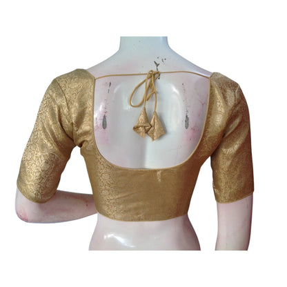 Golden Glamour: Brocade Silk Readymade Saree Blouse